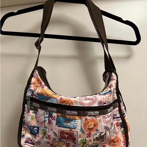 LeSportsac Hawaiian Lei Aloha Vintage Stamps Boho - Picture 5 of 9